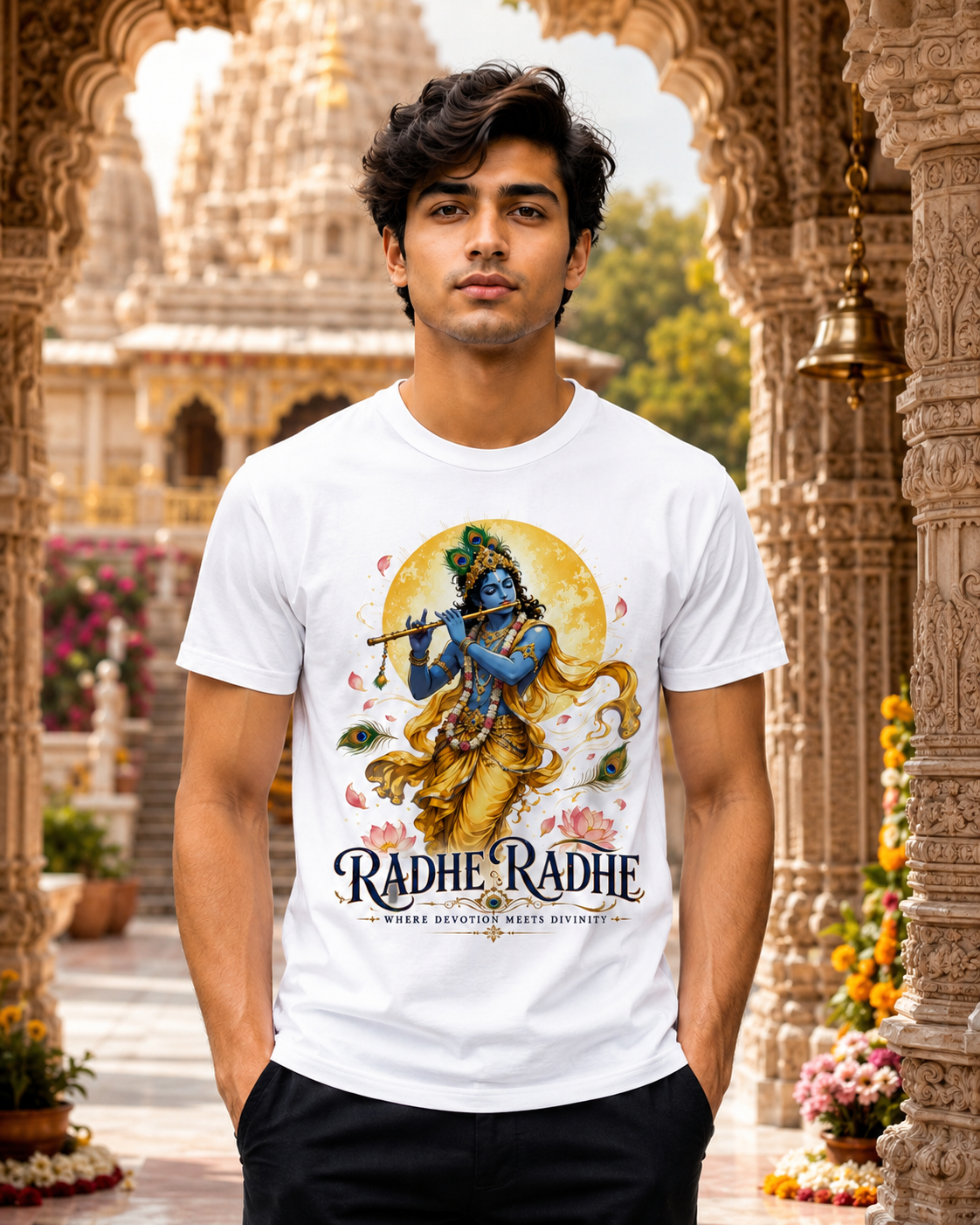 Radhe Radhe Krishna Graphic T-Shirt - ZEYVO