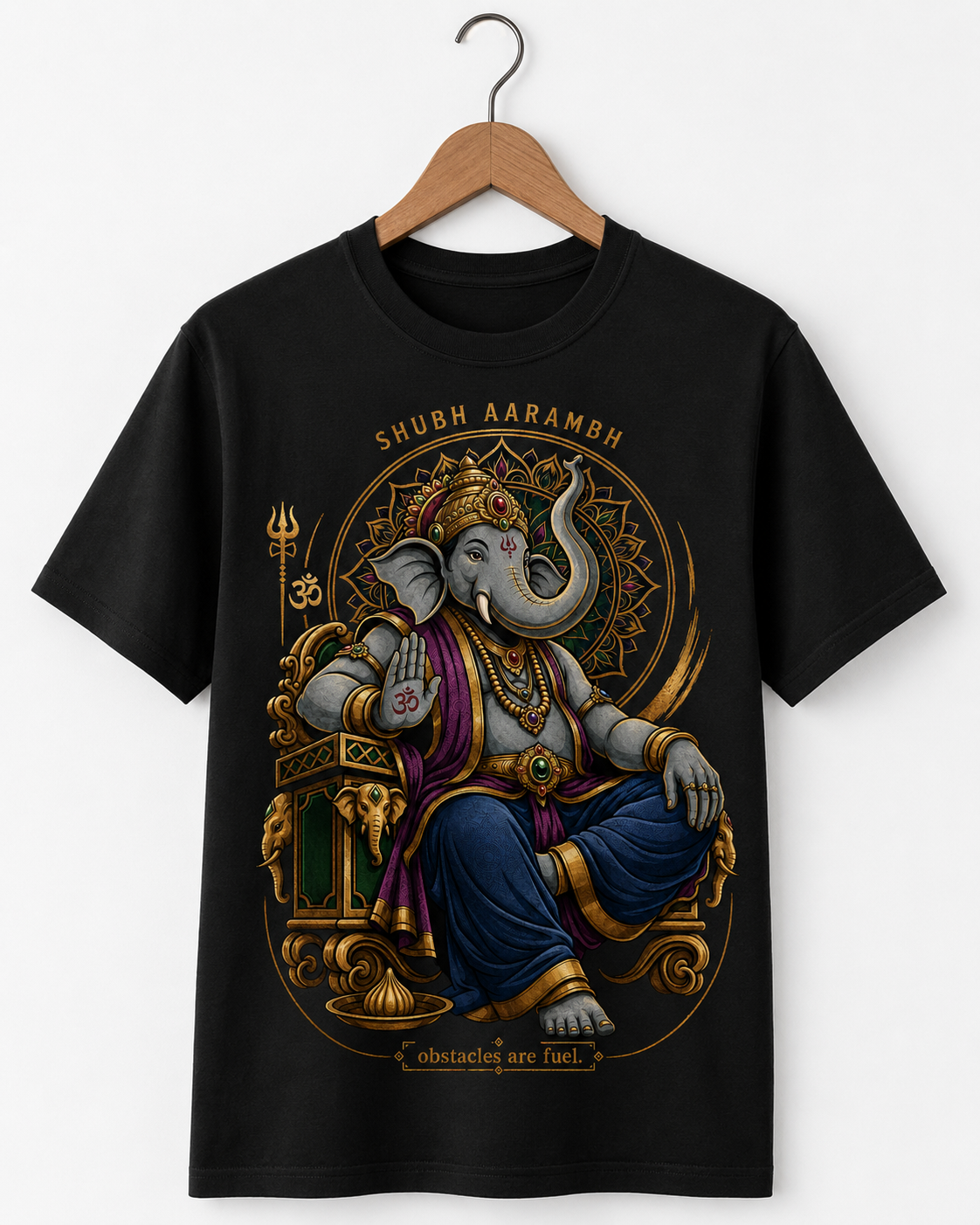 Shubh Aarambh Ganesha Graphic T-Shirt - ZEYVO