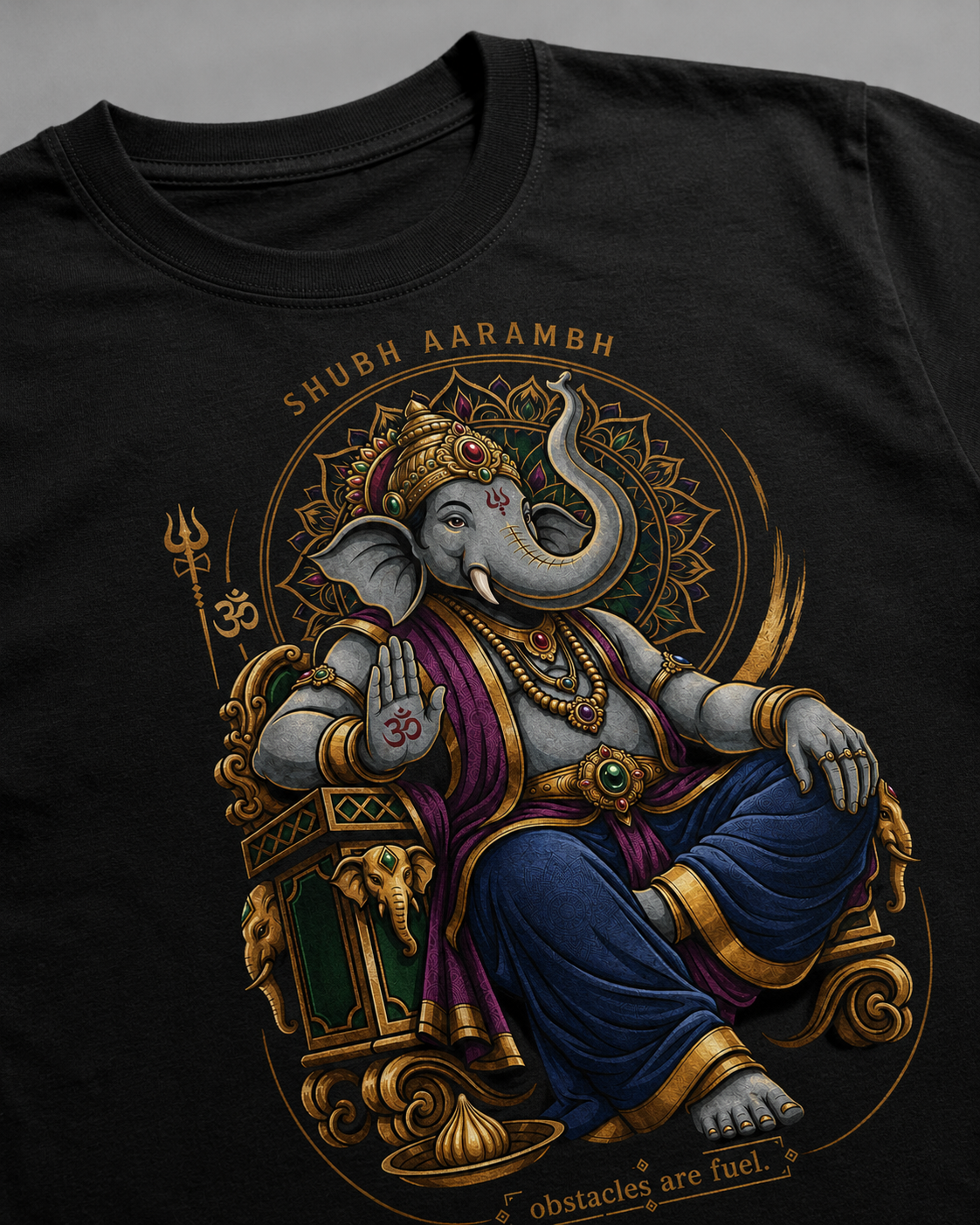 Shubh Aarambh Ganesha Graphic T-Shirt - ZEYVO