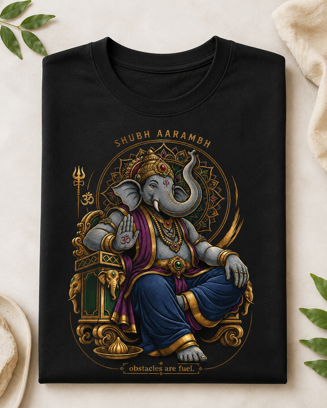 Shubh Aarambh Ganesha Graphic T-Shirt - ZEYVO